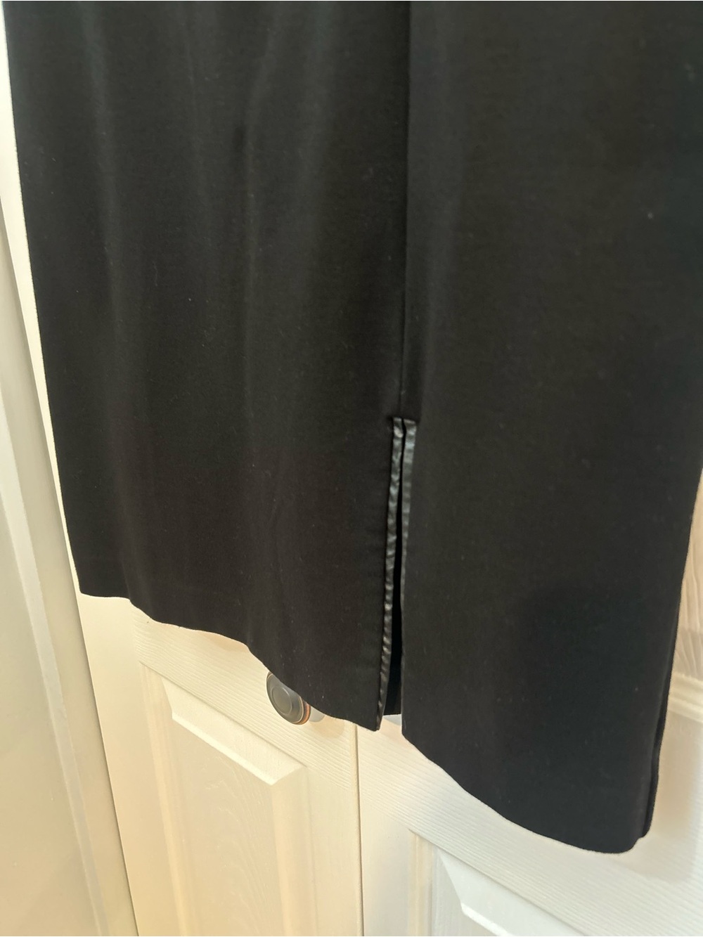 Talbots Black Sheath Midi Dress Faux Leather Trim Size 6 - Picture 3 of 6